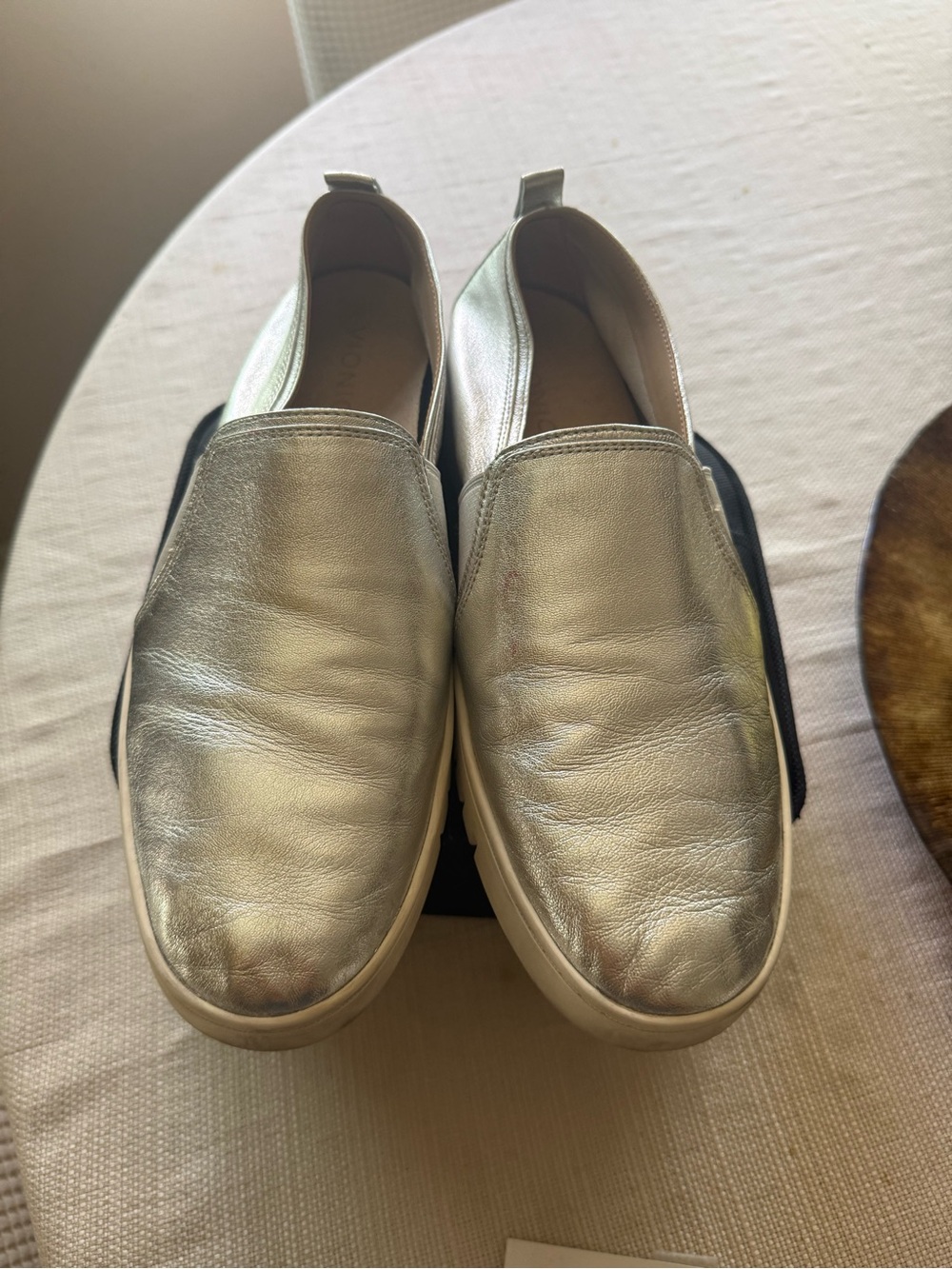 Vionic Metallic Silver Slip-On Loafers